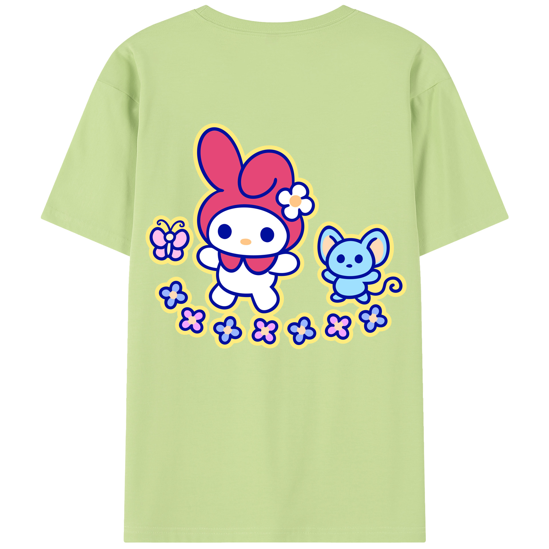 （画像用） Hello Kitty ハローキティ 綿100％半袖Tシャツ（背面プリント）